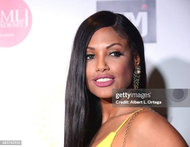 Model KD Aubert at Sai Suman's Official Hollywood Runway Fashion Show held at Sofitel Hotel on April 11, 2017 in Los Angeles, California.
