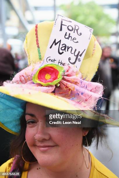 Labour Party supporter attends a campaign rally after launching the Labour Party Election Manifesto on May 16, 2017 in Bradford, England. Britain...