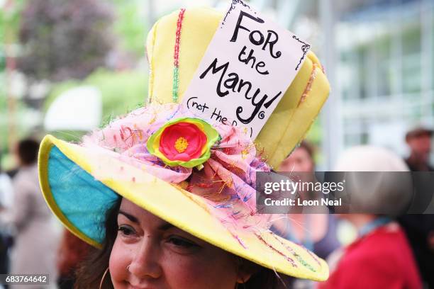 Labour Party supporter attends a campaign rally after launching the Labour Party Election Manifesto on May 16, 2017 in Bradford, England. Britain...