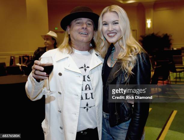 Singer/Songwriter Robin Zander of Cheap Trick and Singer/Songwriter Ashley Campbell backstage during Music Biz 2017 - Industry Jam 2 at the...