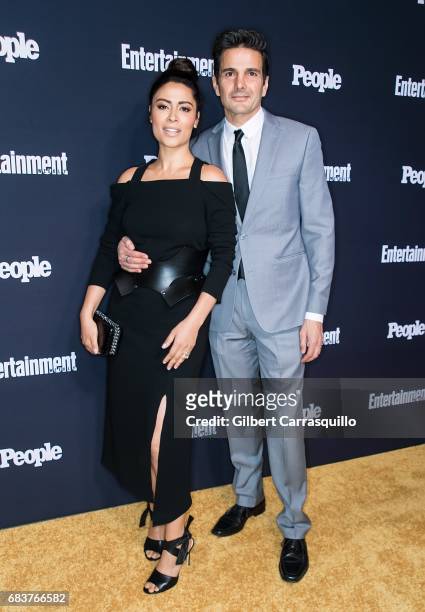 Actors Yasmine Al Massri and Michael Desante attend Entertainment Weekly & People New York Upfronts at 849 6th Ave on May 15, 2017 in New York City.