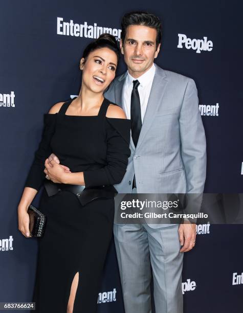 Actors Yasmine Al Massri and Michael Desante attend Entertainment Weekly & People New York Upfronts at 849 6th Ave on May 15, 2017 in New York City.