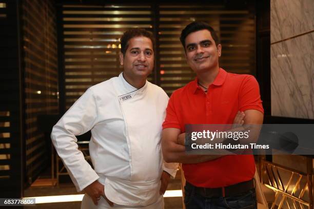 Chef Michael Swamy with Vikrant Batra during special dinner for Royal Challengers Bangalore teammates by Virat Kohli at his new restaurant Nueva, RK...