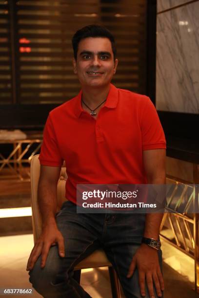 Vikrant Batra during special dinner for Royal Challengers Bangalore teammates by Virat Kohli at his new restaurant Nueva, RK Puram on May 12, 2017 in...