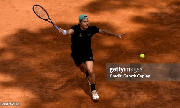 Tommy Haas of Germany plays shot during his first round match against Ernesto Escobedo of USA in The Internazionali BNL d'Italia 2017 at Foro Italico...