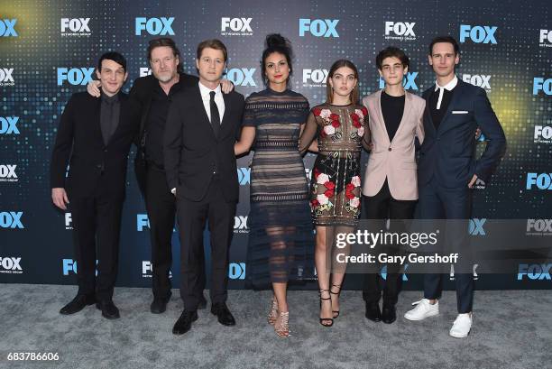 Actors Robin Lord Taylor, Donal Logue, Ben McKenzie, Morena Baccarin, Camren Baccandova, David Mazouz, and Cory Michael Smith attend the FOX Upfront...