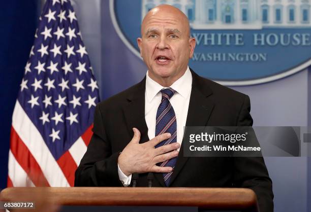 National Security Advisor H.R. McMaster answers questions during a press briefing at the White House May 16, 2017 in Washington, DC. McMaster...