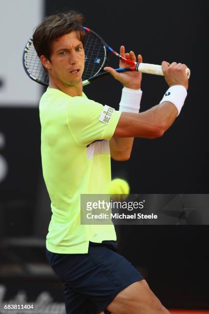 Aljaz Bedene of Great Britain during his second round match against Novak Djokovic of Serbia on Day Three of The Internazionali BNL d'Italia 2017 at...