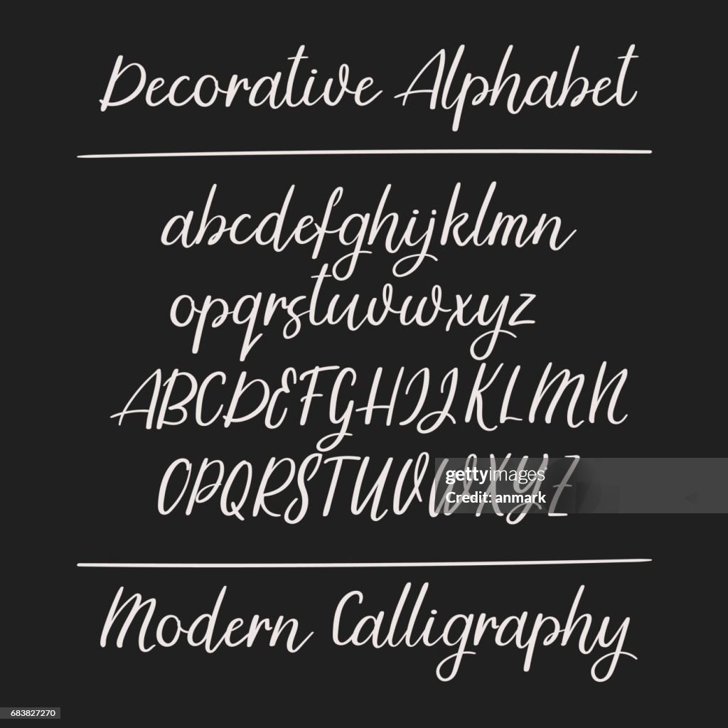 Calligraphy Lettres Modern Calligraphy Alphabet Handwritten Brush Letters Uppercase ...