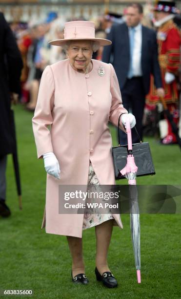 Queen Elizabeth II during a garden party at Buckingham Palace on May 16, 2017 in London, England.