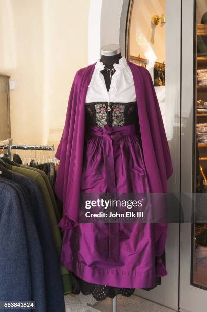 traditional austrian woman's dress - accessori di abbigliamento storico foto e immagini stock