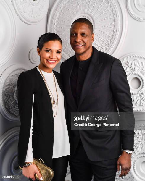 Ramatu Ujiri and Masai Ujiri pose in the E-Talk Portrait Studio at the 2017 Canadian Screen Awards at the Sony Centre For Performing Arts on March...