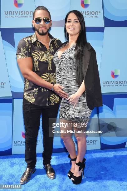 Singer Henry Santos and Giselle Mendez attend the 2017 Univision Upfront at the Lyric Theatre on May 16, 2017 in New York City.
