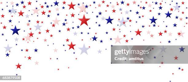 stockillustraties, clipart, cartoons en iconen met rode en blauwe sterren vallen - patriotism