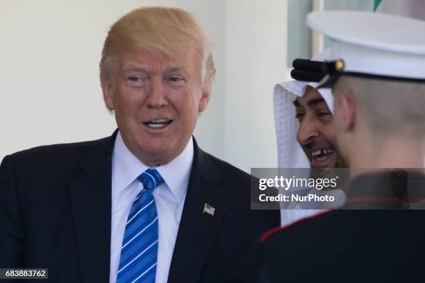 President Trump welcomed Crown Prince Muhammad bin Zayid Al Nuhayyan of Abu Dhabi, at the West Wing Portico of the White House, On Monday, May 15,...