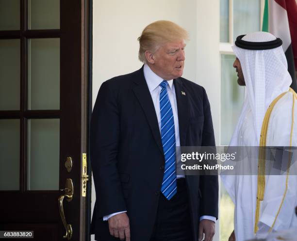 President Trump welcomed Crown Prince Muhammad bin Zayid Al Nuhayyan of Abu Dhabi, at the West Wing Portico of the White House, On Monday, May 15,...