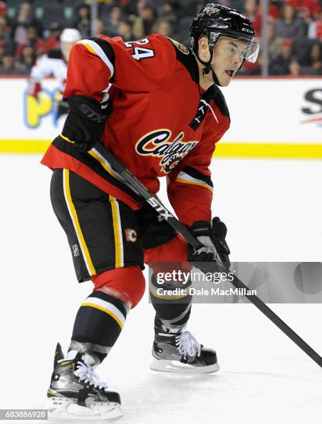 Jiri Hudler of the Calgary Flames plays in the game against the New Jersey Devils at Scotiabank Saddledome on November 22, 2014 in Calgary, Alberta,...