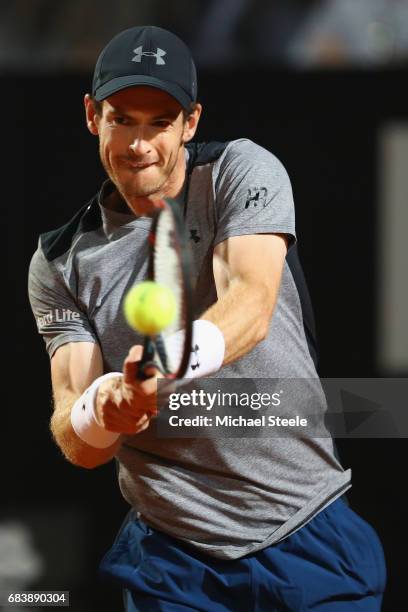 Andy Murray of Great Britain in action during his second round match against Fabio Fognini of Italy on Day Three of The Internazionali BNL d'Italia...