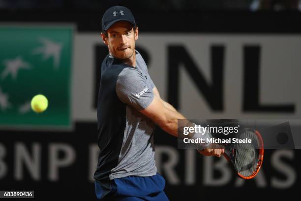 Andy Murray of Great Britain in action during his second round match against Fabio Fognini of Italy on Day Three of The Internazionali BNL d'Italia...