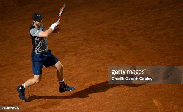 Andy Murray of Great Britain plays a shot during his second round match against Fabio Fognini of Italy in The Internazionali BNL d'Italia 2017 at...