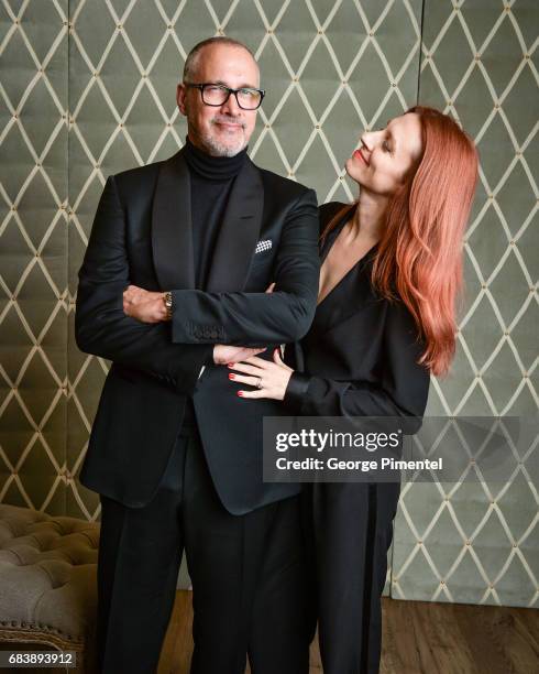 Edward Menicheschi and Jennifer Zuccarini pose in the 2017 Canadian Arts And Fashion Awards Portrait Studio at the Fairmont Royal York Hotel on April...