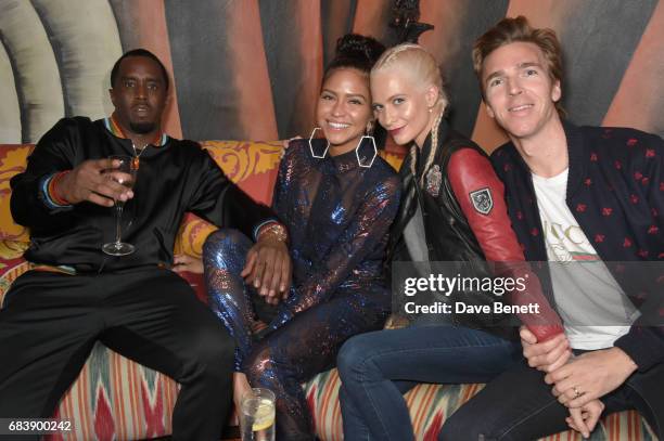 Sean 'Diddy' Combs, Cassie, Poppy Delevingne and James Cook attend the 'Can't Stop, Won't Stop: A Bad Boy Story' dinner hosted by Sean 'Diddy' Combs...