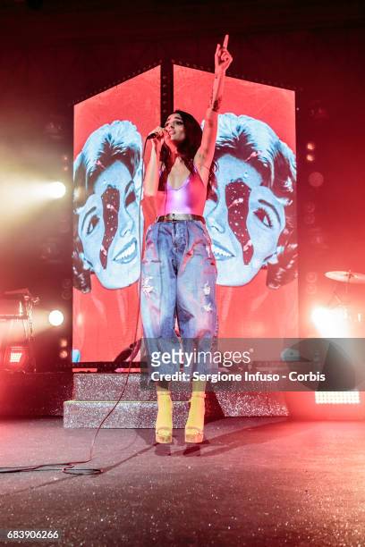 Italian singer-songwriter Levante, born Claudia Lagona, performs on stage at Alcatraz on May 16, 2017 in Milan, Italy.