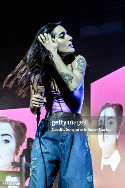 Italian singer-songwriter Levante, born Claudia Lagona, performs on stage at Alcatraz on May 16, 2017 in Milan, Italy.