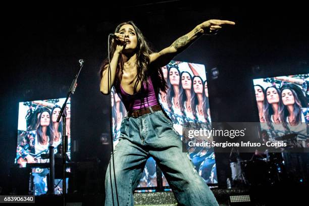 Italian singer-songwriter Levante, born Claudia Lagona, performs on stage at Alcatraz on May 16, 2017 in Milan, Italy.