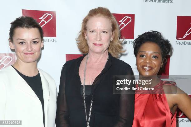 Allison Wright, Johanna Day and Michelle Wilson attend the New Dramatists 68th Annual Spring Luncheon at New York Marriott Marquis Hotel on May 16,...