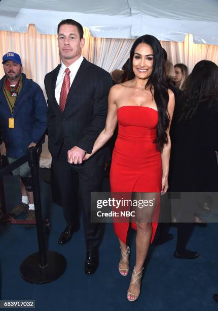 NBCUniversal Upfront in New York City on Monday, May 15, 2017 -- Red Carpet -- Pictured: John Cena, "WWE" on USA Network, Nikki Bella, "Total Divas"...