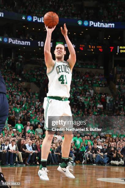 Kelly Olynyk of the Boston Celtics shoots the ball against the Washington Wizards during Game Seven of the Eastern Conference Semifinals of the 2017...