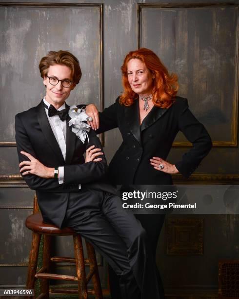 Nolan Bryant and Mary Symons pose in the 2017 Biblio Bash Portrait Studio at the Toronto Reference Library on April 27, 2017 in Toronto, Canada.