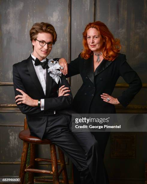 Nolan Bryant and Mary Symons pose in the 2017 Biblio Bash Portrait Studio at the Toronto Reference Library on April 27, 2017 in Toronto, Canada.