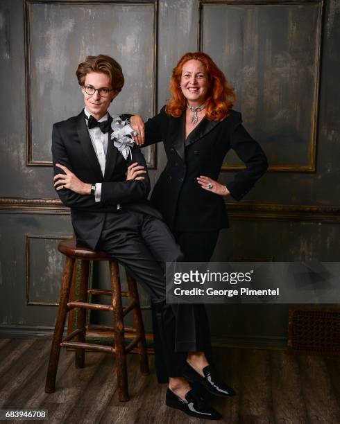 Nolan Bryant and Mary Symons pose in the 2017 Biblio Bash Portrait Studio at the Toronto Reference Library on April 27, 2017 in Toronto, Canada.