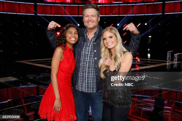 Live Semi Finals" Episode: 1218B -- Pictured: Aliyah Moulden, Blake Shelton, Lauren Duski --