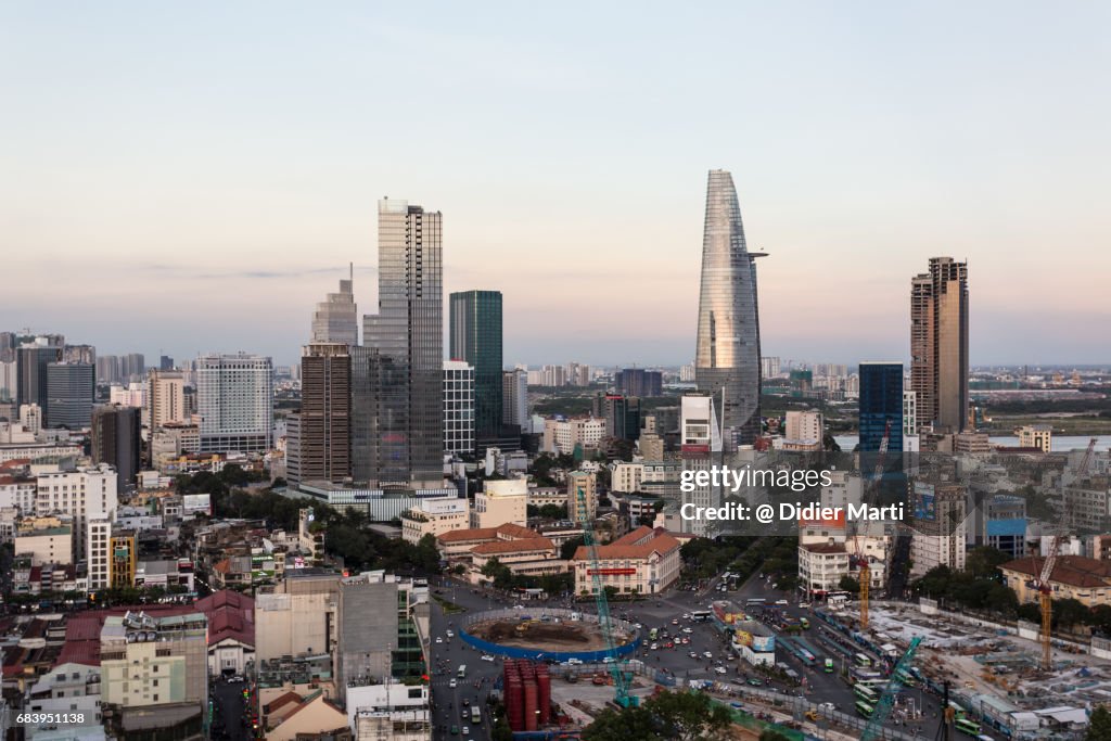 Aerial view of Ho Chi Minh downtown in Vietnam