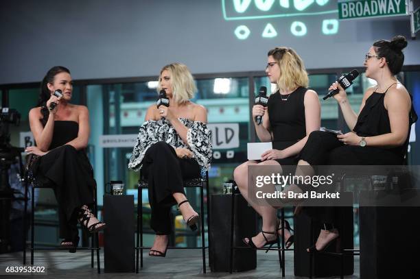 Alexis Waters, Olivia Caridi, Emma Gray and Claire Fallon discuss the "Bachelorette" with the "Here To Make Friends" Podcast at Build Studio on May...
