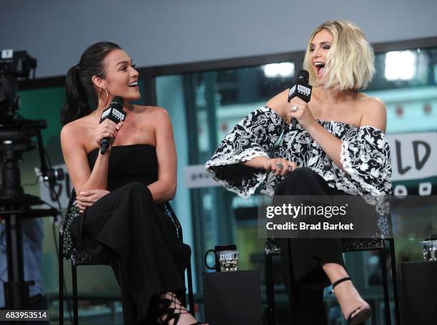 Alexis Waters and Olivia Caridi discuss the "Bachelorette" with the "Here To Make Friends" Podcast at Build Studio on May 16, 2017 in New York City.