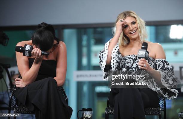 Alexis Waters and Olivia Caridi discuss the "Bachelorette" with the "Here To Make Friends" Podcast at Build Studio on May 16, 2017 in New York City.