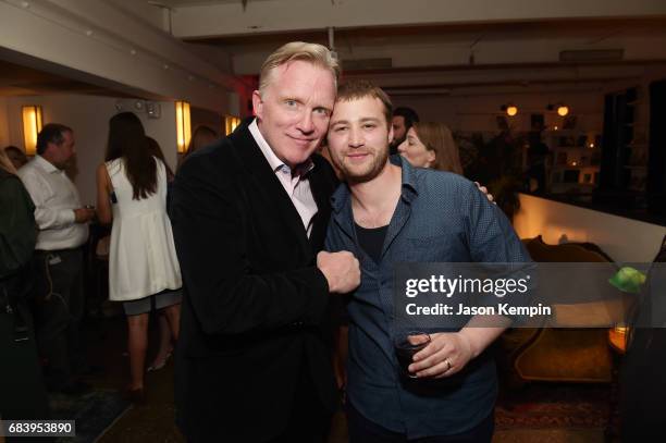 Actors Anthony Michael Hall and Emory Cohen attend a special screening of the Netflix original film "War Machine" at The Metrograph on May 16, 2017...