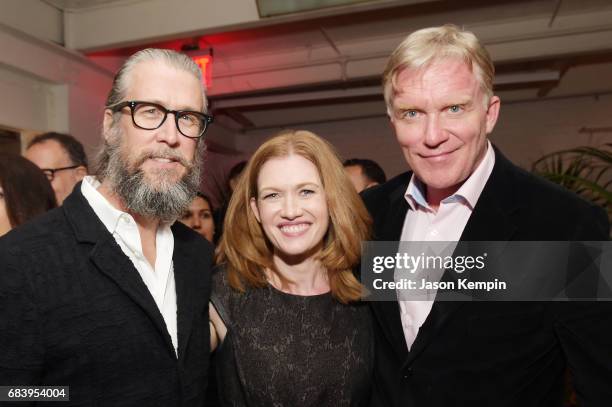 Actors Alan Ruck, Mireille Enos and Anthony Michael Hall attend a special screening of the Netflix original film "War Machine" at The Metrograph on...