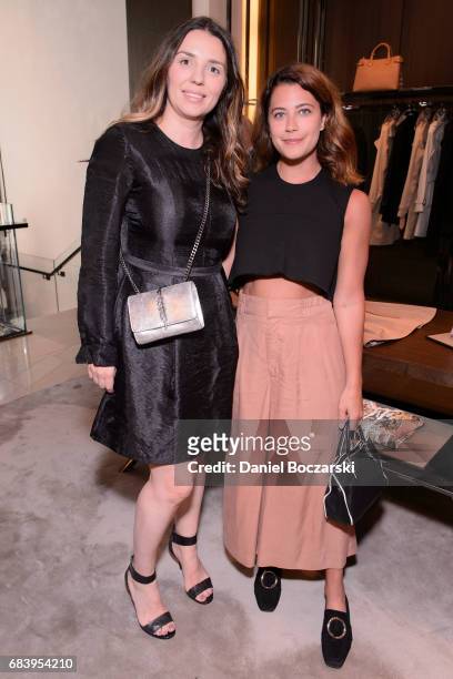 Anna Marezska and Jena Gambaccini attend the launch of Plum Sykes' new book, "Party Girls Die In Pearls", at Burberry Michigan Avenue on May 16, 2017...