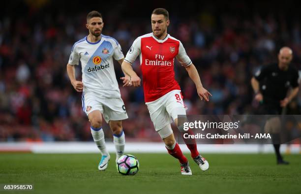 Aaron Ramsey of Arsenal during the Premier League match between Arsenal and Sunderland at Emirates Stadium on May 16, 2017 in London, England.