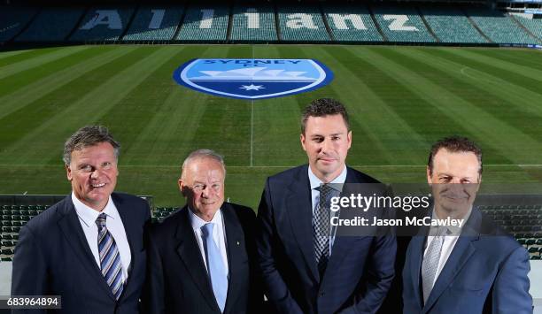 Jamie Barkley CEO of the Sydney Cricket Ground Trust, Tony Shepherd Chairman of the Sydney Cricket Ground Trust, Scott Barlow Sydney FC Chairman and...