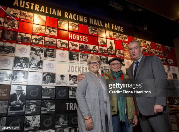 Kay and JJ Miller with Greg Carpenter at National Sports Museum on May 17, 2017 in Melbourne, Australia.