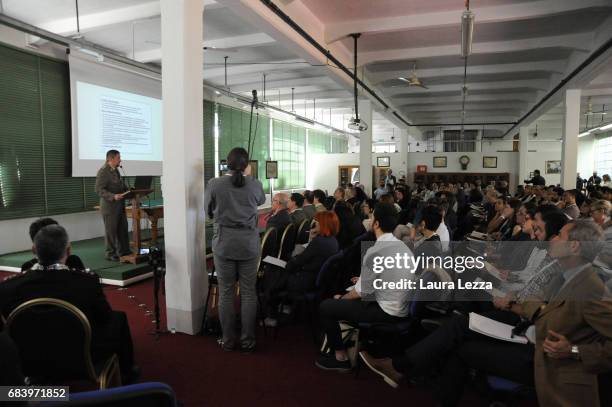 People is seen during the first Open Day at the Italian Army at Stabilimento Chimico Farmaceutico Militare on May 16, 2017 in Florence, Italy. The...