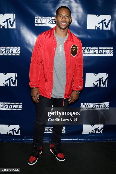 Victor Cruz attends the MTV "Champs vs. Pros" Victor Cruz Screening Party at the 40 / 40 Club on May 16, 2017 in New York City.