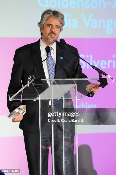 Winner of the Goldenson-Arbus Media Vanguard award, Scott Silveri speaks onstage during the Design For Disability gala on May 16, 2017 in New York...