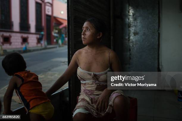 About 350 Warao Indians live in public squares and old mansions in central Manaus on May 16, 2017 in Manaus, Brazil. The economic crisis and lack of...